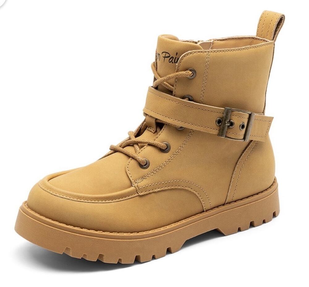 Dream Pairs Kids Combat Boots Size 3 Yellow Ankle Booties Girls Boys Big Kid Lug
